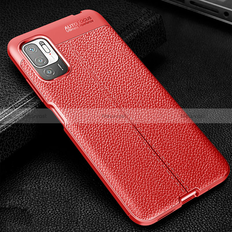 Soft Silicone Gel Leather Snap On Case Cover WL1 for Xiaomi Redmi Note 10T 5G Red