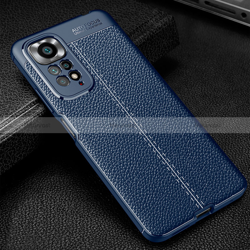 Soft Silicone Gel Leather Snap On Case Cover WL1 for Xiaomi Redmi Note 11 4G (2022) Blue