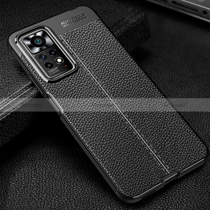 Soft Silicone Gel Leather Snap On Case Cover WL1 for Xiaomi Redmi Note 11 Pro 4G Black