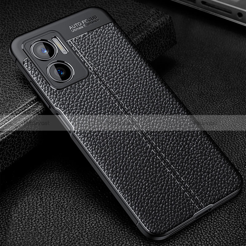 Soft Silicone Gel Leather Snap On Case Cover WL1 for Xiaomi Redmi Note 11E 5G Black