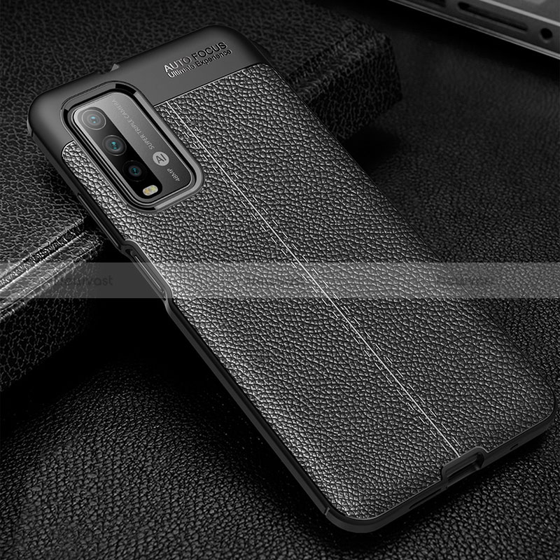 Soft Silicone Gel Leather Snap On Case Cover WL1 for Xiaomi Redmi Note 9 4G Black