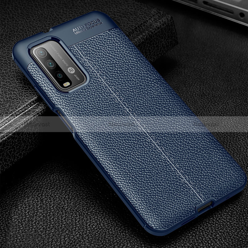 Soft Silicone Gel Leather Snap On Case Cover WL1 for Xiaomi Redmi Note 9 4G Blue