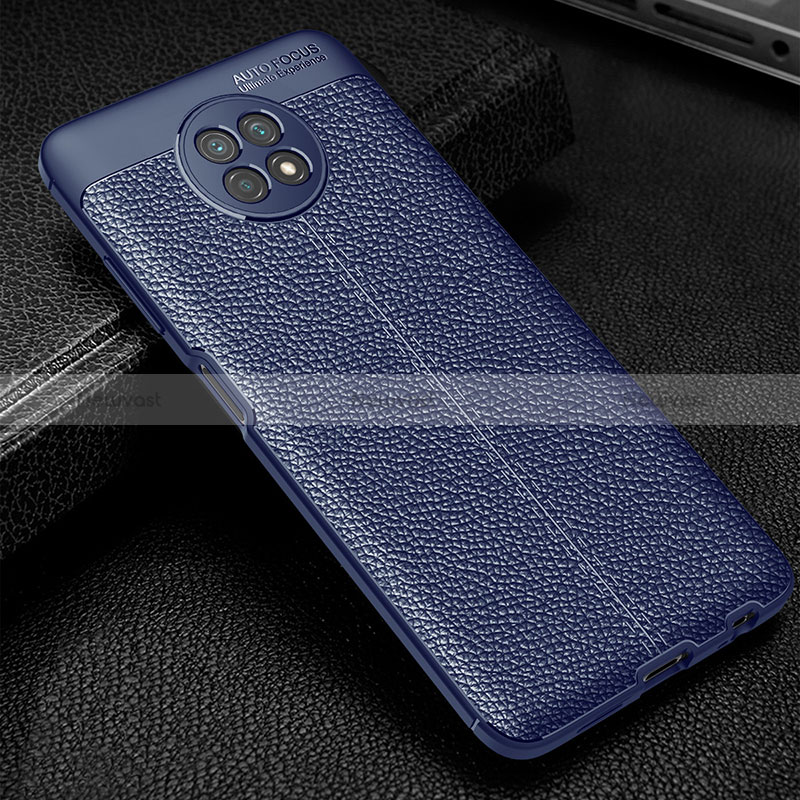 Soft Silicone Gel Leather Snap On Case Cover WL1 for Xiaomi Redmi Note 9 5G Blue