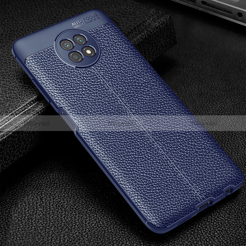 Soft Silicone Gel Leather Snap On Case Cover WL1 for Xiaomi Redmi Note 9T 5G Blue