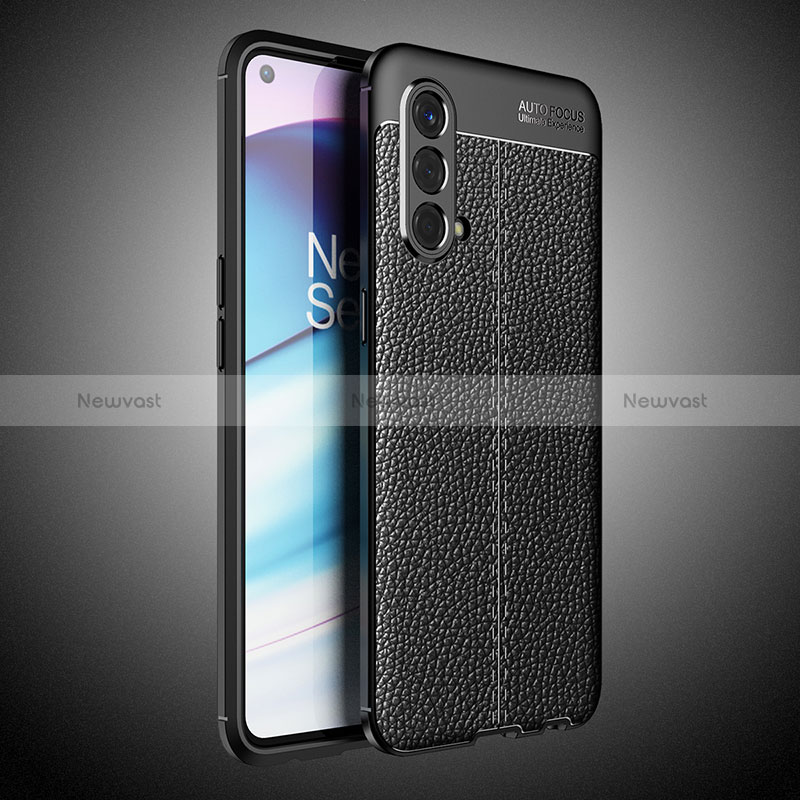 Soft Silicone Gel Leather Snap On Case Cover WL2 for OnePlus Nord CE 5G Black