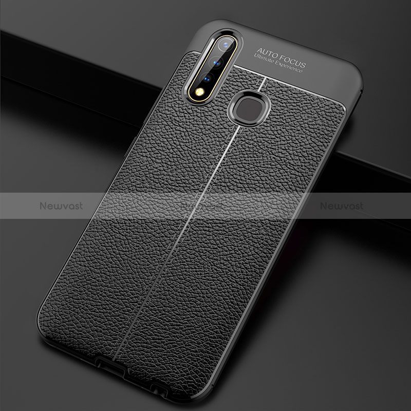 Soft Silicone Gel Leather Snap On Case Cover WL2 for Vivo iQOO U3 4G Black