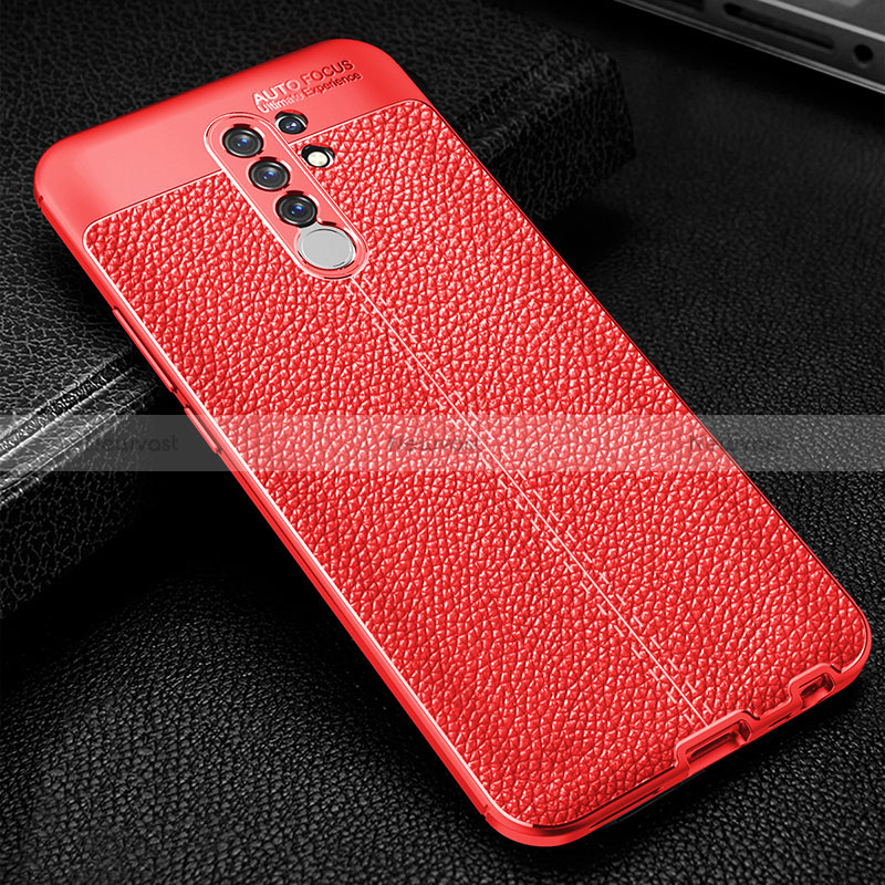 Soft Silicone Gel Leather Snap On Case Cover WL2 for Xiaomi Poco M2 Red