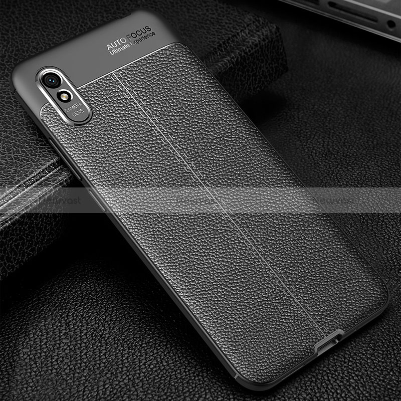 Soft Silicone Gel Leather Snap On Case Cover WL2 for Xiaomi Redmi 9AT Black