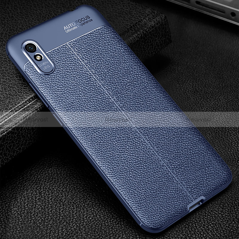 Soft Silicone Gel Leather Snap On Case Cover WL2 for Xiaomi Redmi 9i Blue