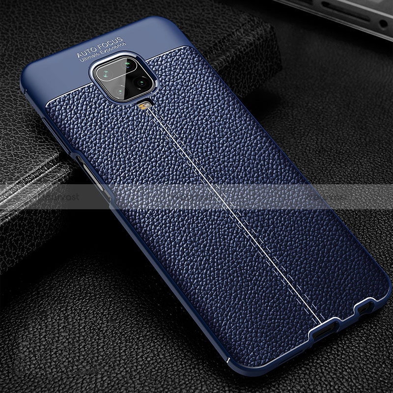 Soft Silicone Gel Leather Snap On Case Cover WL2 for Xiaomi Redmi Note 9S Blue