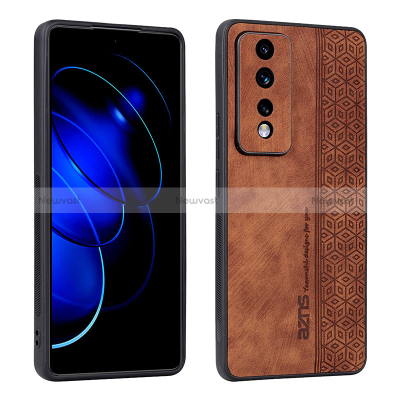 Soft Silicone Gel Leather Snap On Case Cover YZ1 for Huawei Honor 80 GT 5G Brown