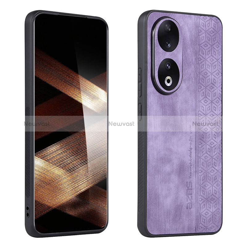 Soft Silicone Gel Leather Snap On Case Cover YZ1 for Huawei Honor 90 5G Clove Purple