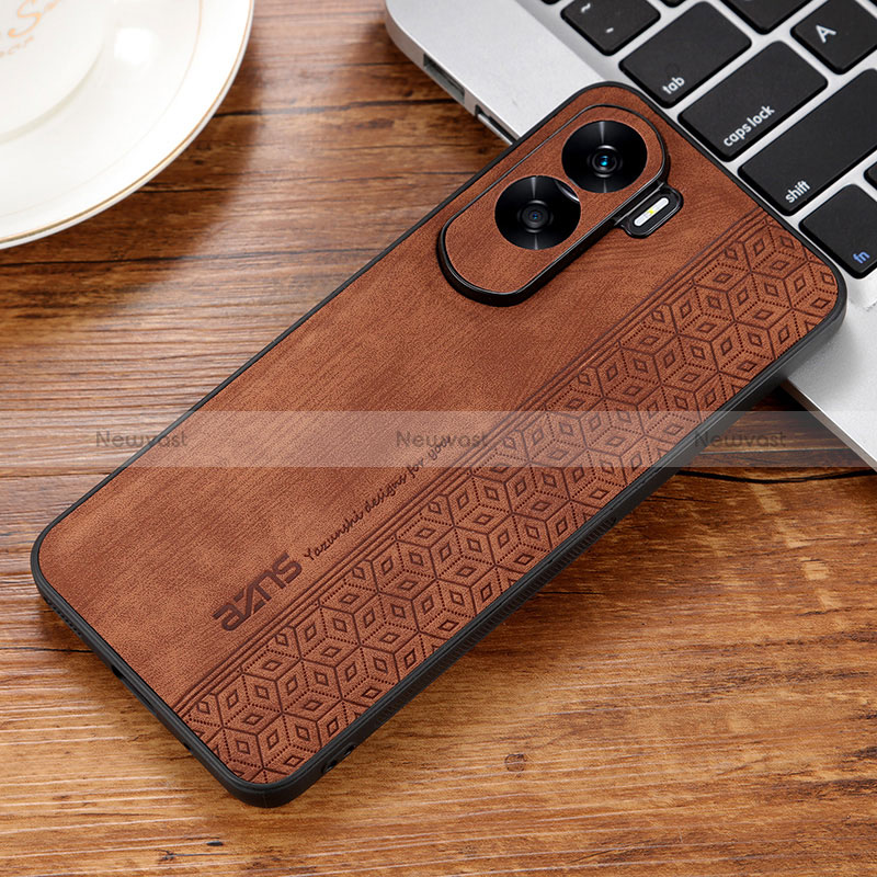 Soft Silicone Gel Leather Snap On Case Cover YZ1 for Huawei Honor 90 Lite 5G Brown