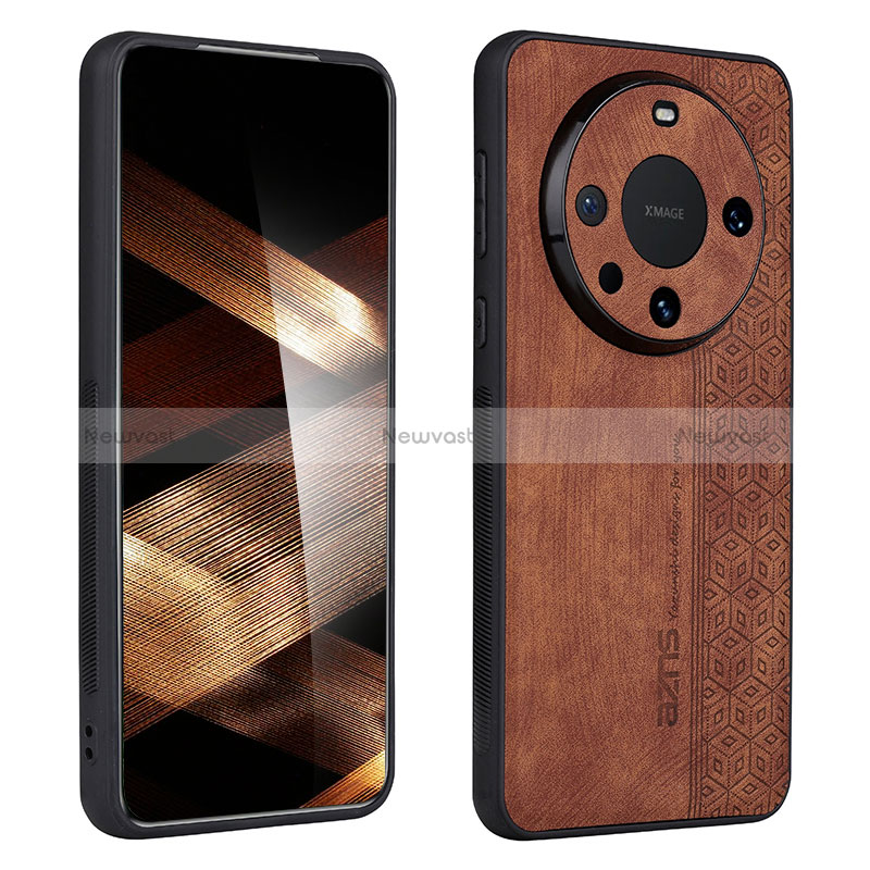 Soft Silicone Gel Leather Snap On Case Cover YZ1 for Huawei Mate 60 Pro Brown