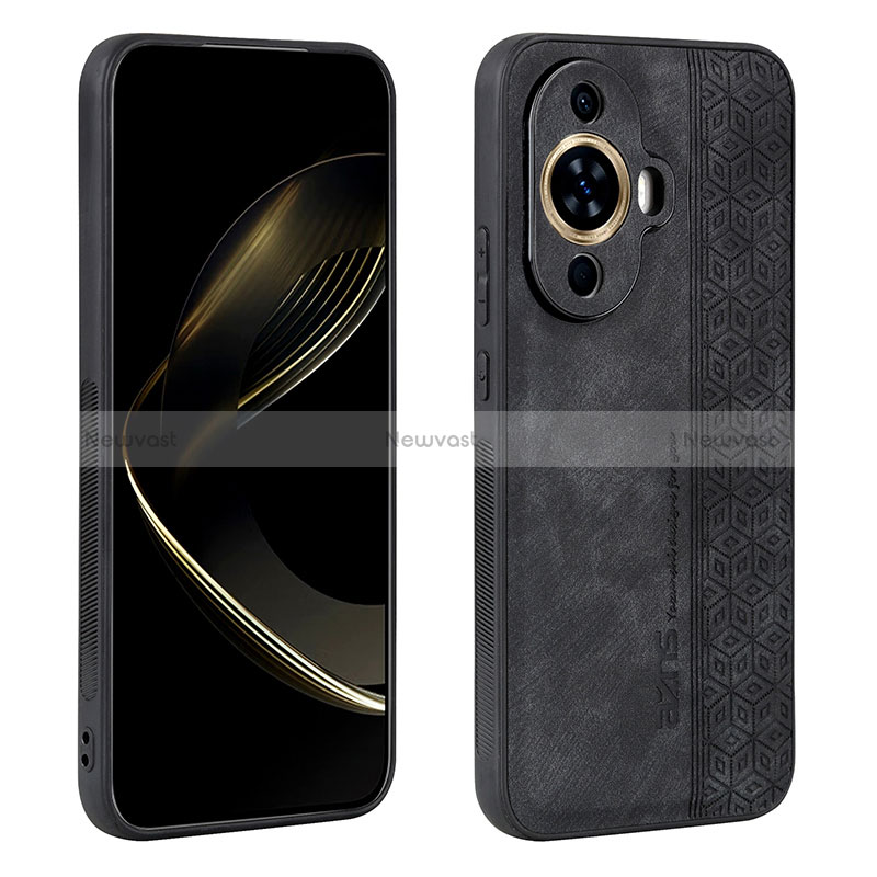 Soft Silicone Gel Leather Snap On Case Cover YZ1 for Huawei Nova 11 Ultra Black