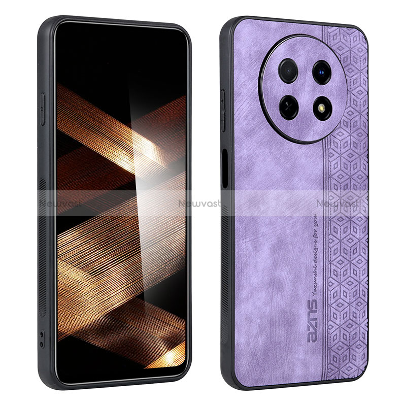 Soft Silicone Gel Leather Snap On Case Cover YZ1 for Huawei Nova Y91 Clove Purple