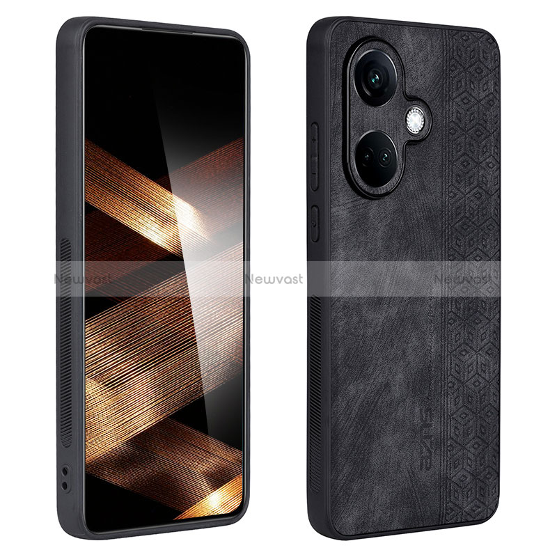 Soft Silicone Gel Leather Snap On Case Cover YZ1 for OnePlus Nord CE 3 5G Black