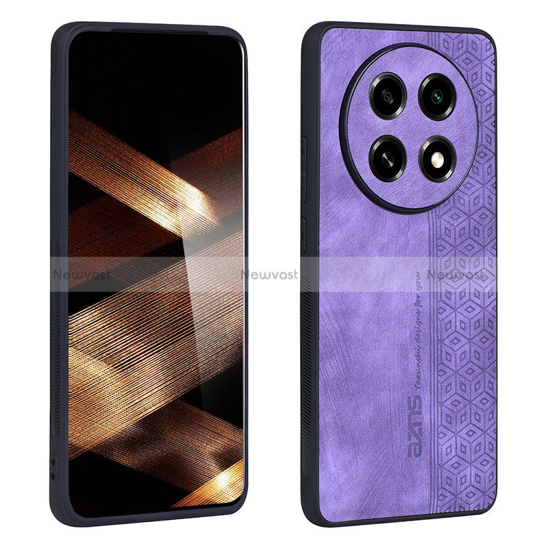 Soft Silicone Gel Leather Snap On Case Cover YZ1 for Oppo A2 Pro 5G Clove Purple