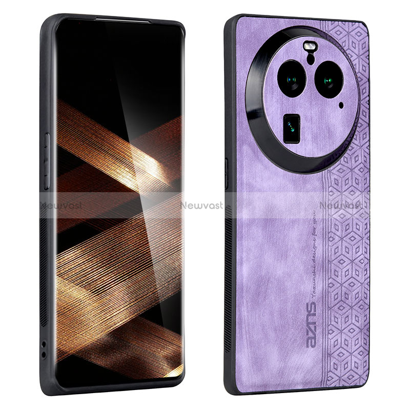 Soft Silicone Gel Leather Snap On Case Cover YZ1 for Oppo Find X6 5G Clove Purple