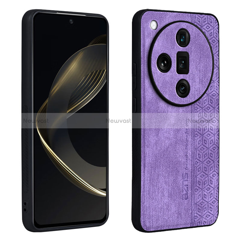 Soft Silicone Gel Leather Snap On Case Cover YZ1 for Oppo Find X7 Ultra 5G Clove Purple