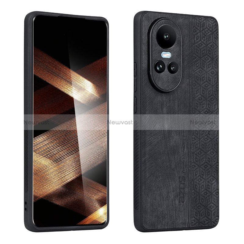 Soft Silicone Gel Leather Snap On Case Cover YZ1 for Oppo Reno10 5G Black