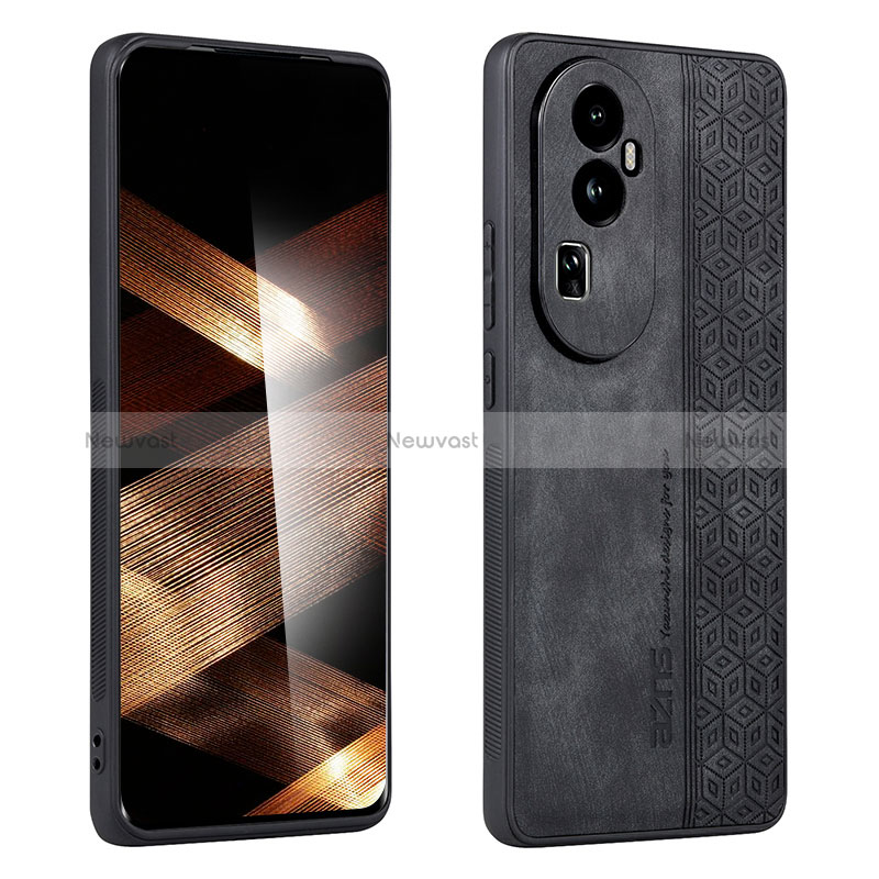 Soft Silicone Gel Leather Snap On Case Cover YZ1 for Oppo Reno10 Pro+ Plus 5G Black