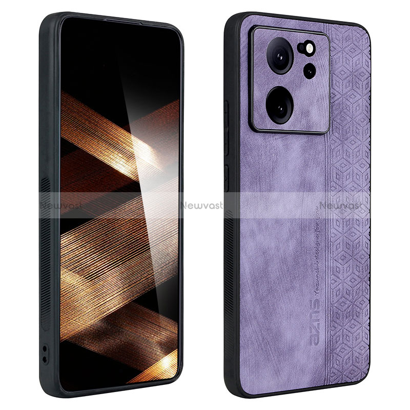 Soft Silicone Gel Leather Snap On Case Cover YZ1 for Xiaomi Mi 13T Pro 5G Clove Purple