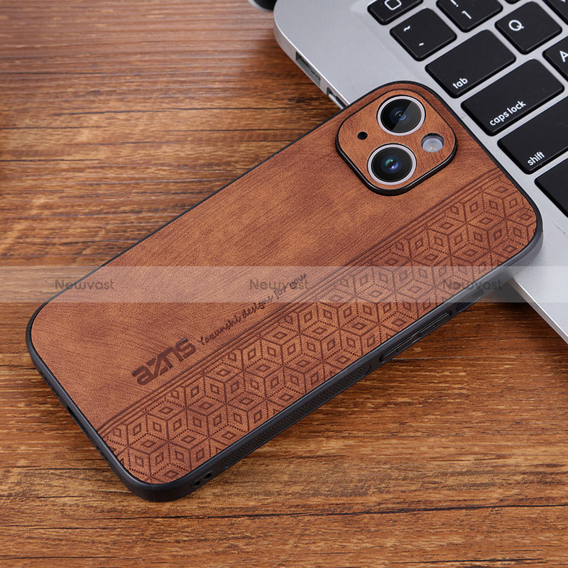 Soft Silicone Gel Leather Snap On Case Cover YZ2 for Apple iPhone 14 Pro Brown