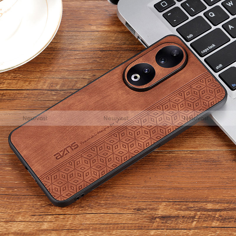 Soft Silicone Gel Leather Snap On Case Cover YZ2 for Huawei Honor 90 5G Brown