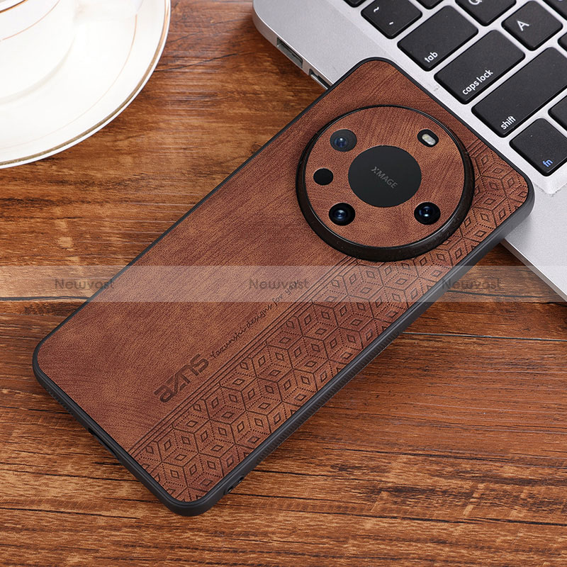 Soft Silicone Gel Leather Snap On Case Cover YZ2 for Huawei Mate 60 Pro Brown