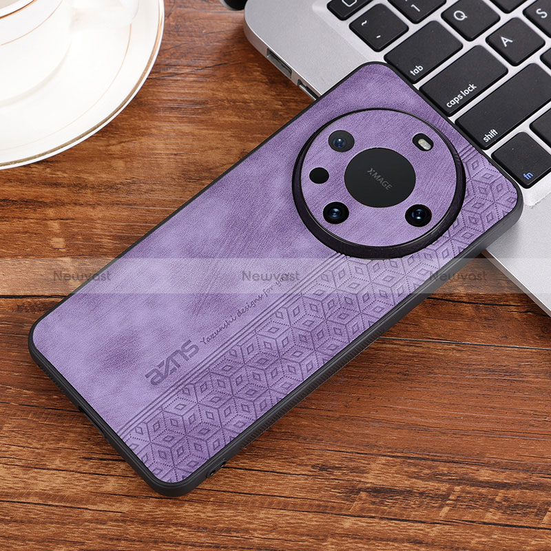 Soft Silicone Gel Leather Snap On Case Cover YZ2 for Huawei Mate 60 Pro+ Plus Clove Purple