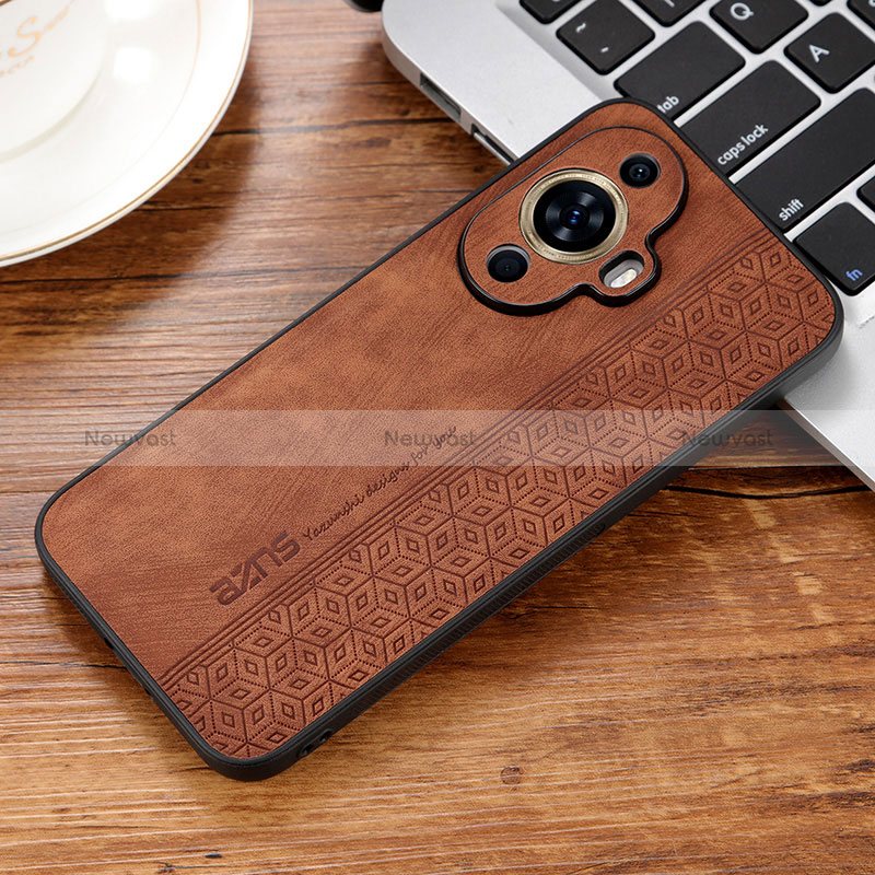 Soft Silicone Gel Leather Snap On Case Cover YZ2 for Huawei Nova 11 Pro Brown