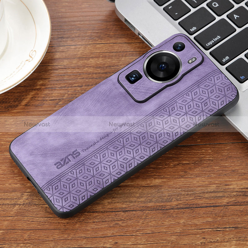 Soft Silicone Gel Leather Snap On Case Cover YZ2 for Huawei P60 Clove Purple