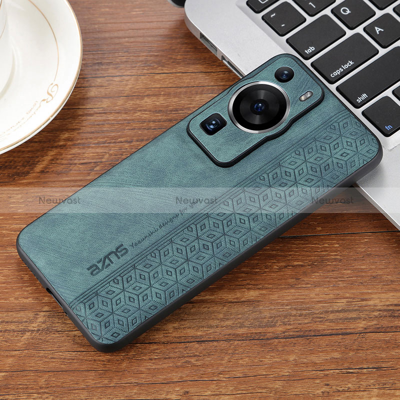 Soft Silicone Gel Leather Snap On Case Cover YZ2 for Huawei P60 Green