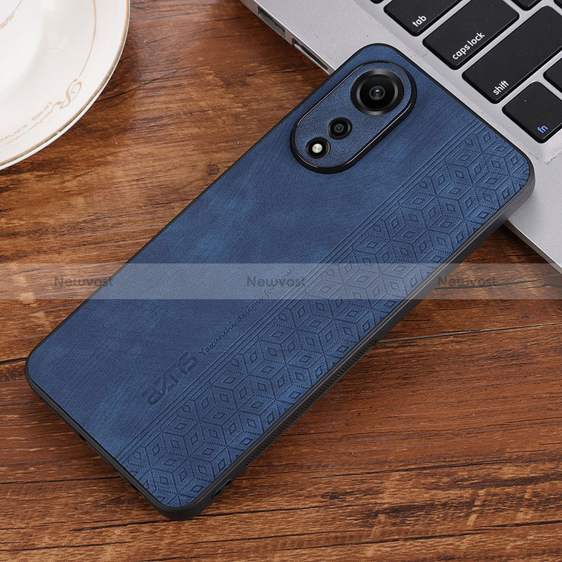 Soft Silicone Gel Leather Snap On Case Cover YZ2 for Oppo A78 4G Blue