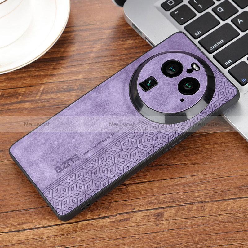 Soft Silicone Gel Leather Snap On Case Cover YZ2 for Oppo Find X6 5G Clove Purple