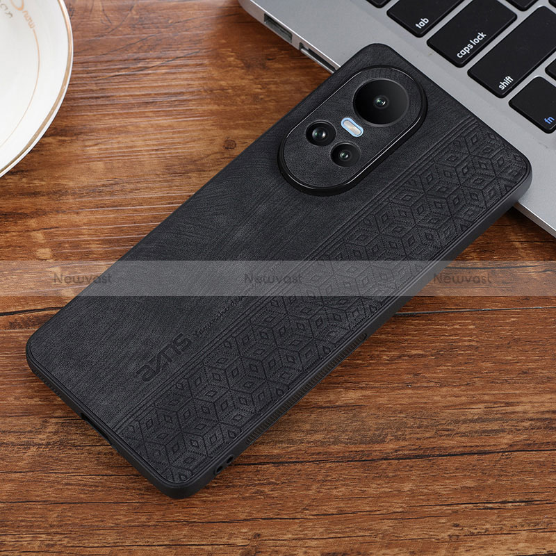 Soft Silicone Gel Leather Snap On Case Cover YZ2 for Oppo Reno10 Pro 5G Black