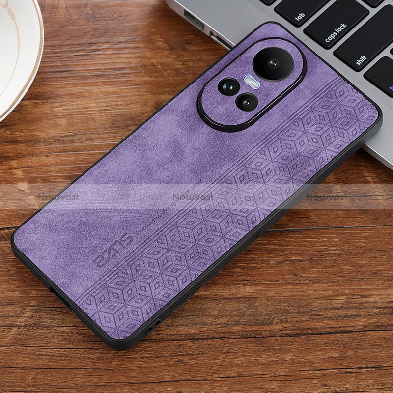 Soft Silicone Gel Leather Snap On Case Cover YZ2 for Oppo Reno10 Pro 5G Clove Purple