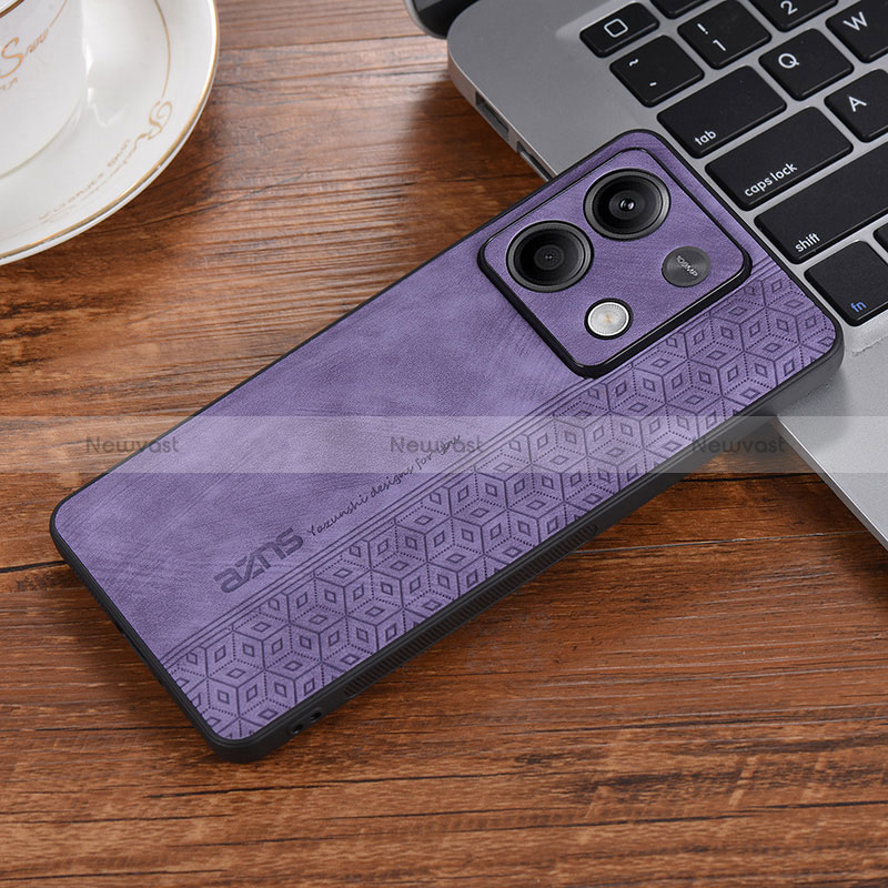 Soft Silicone Gel Leather Snap On Case Cover YZ2 for Xiaomi Redmi Note 13 5G Clove Purple