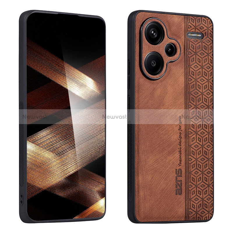 Soft Silicone Gel Leather Snap On Case Cover YZ2 for Xiaomi Redmi Note 13 Pro+ Plus 5G Brown