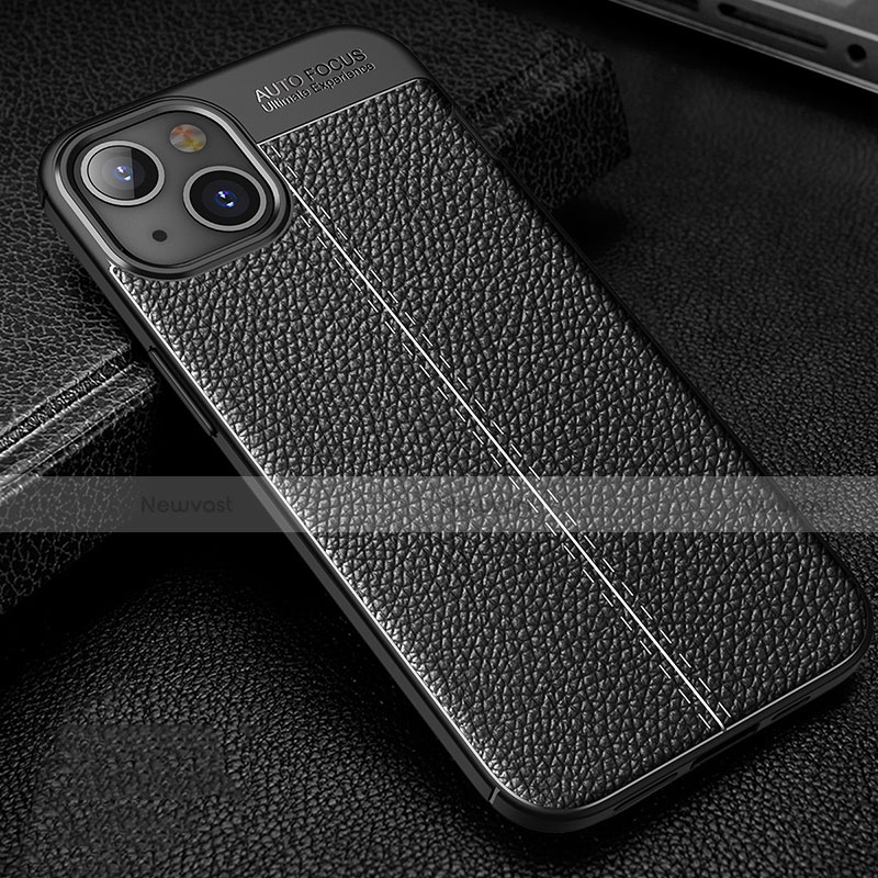 Soft Silicone Gel Leather Snap On Case Cover Z01 for Apple iPhone 13 Mini Black