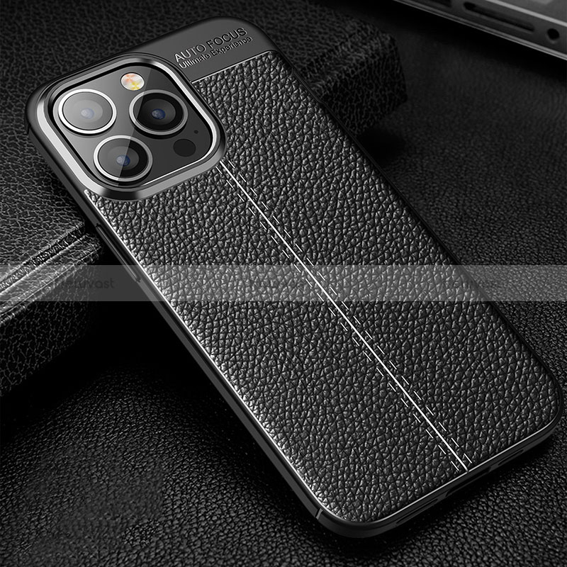 Soft Silicone Gel Leather Snap On Case Cover Z01 for Apple iPhone 14 Pro Black