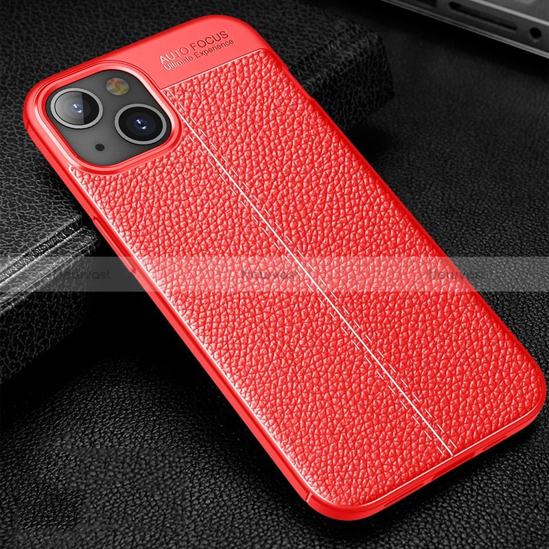 Soft Silicone Gel Leather Snap On Case Cover Z01 for Apple iPhone 15 Red