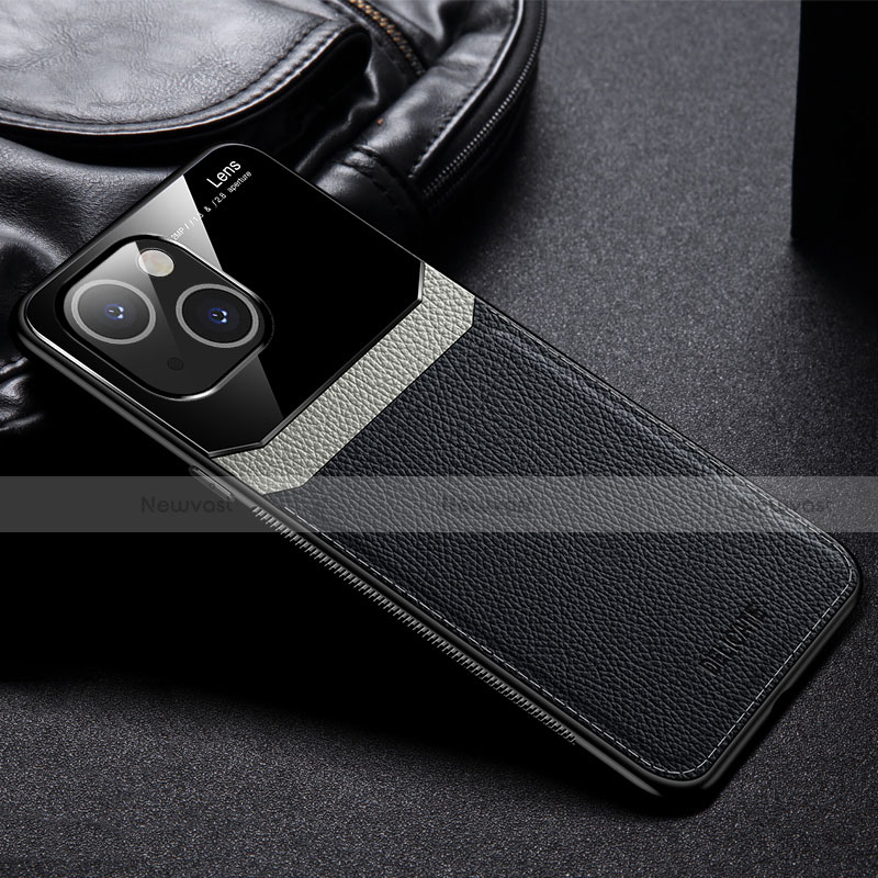 Soft Silicone Gel Leather Snap On Case Cover Z02 for Apple iPhone 13 Black