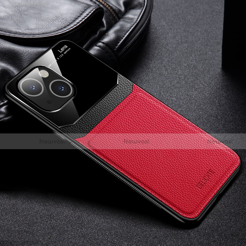 Soft Silicone Gel Leather Snap On Case Cover Z02 for Apple iPhone 13 Red