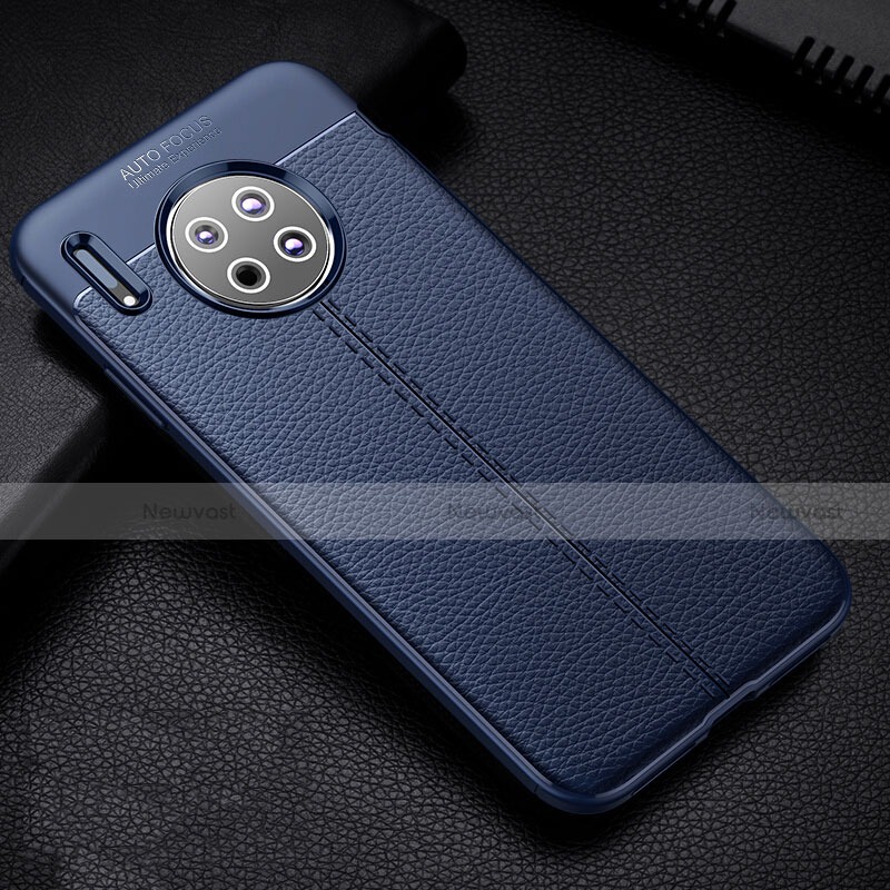 Soft Silicone Gel Leather Snap On Case Cover Z03 for Huawei Mate 30 5G Blue