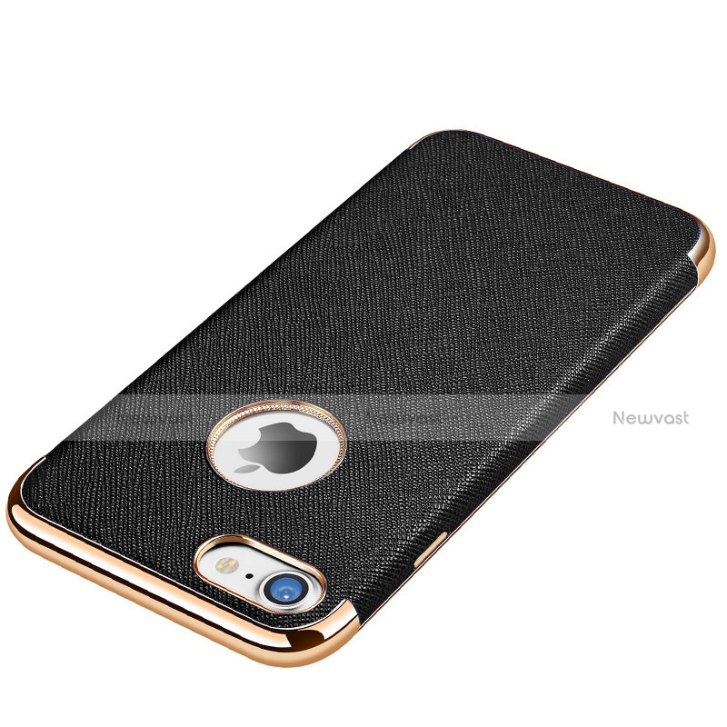 Soft Silicone Gel Leather Snap On Case for Apple iPhone 7 Black