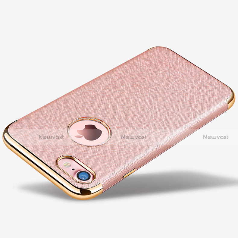 Soft Silicone Gel Leather Snap On Case for Apple iPhone 7 Rose Gold