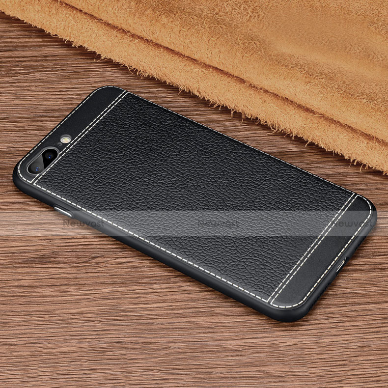 Soft Silicone Gel Leather Snap On Case for Apple iPhone 8 Plus Black