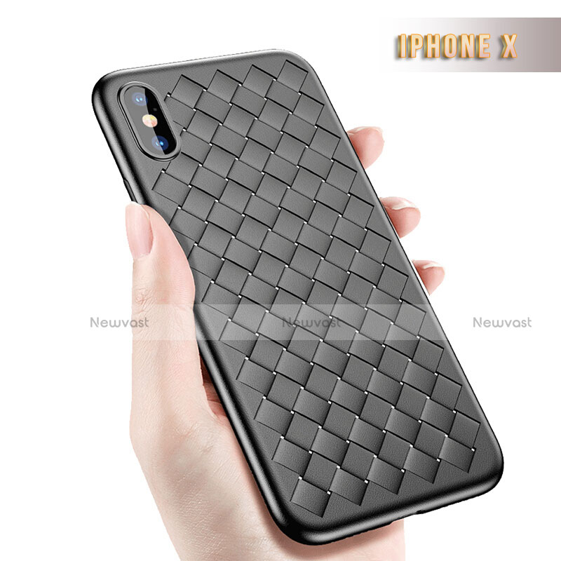 Soft Silicone Gel Leather Snap On Case for Apple iPhone X Black